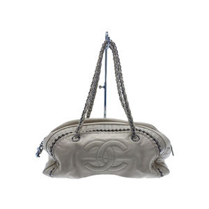 Chanel Chain Shoulder Bag Leather CC Coco Mark Creme